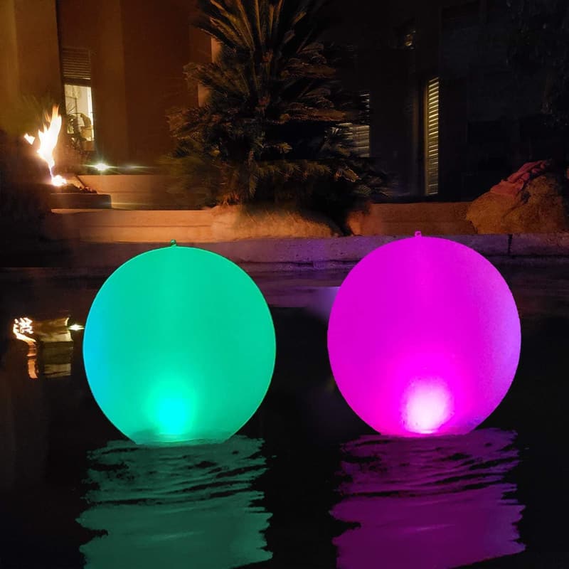 Solar Floating Pool Lights - 14” Color Changing LED Globes (2 PCS)