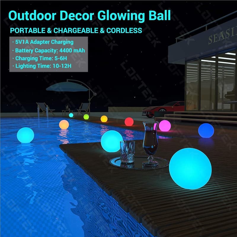 Rechargeable 20-inch Floating Pool Light with Remote - RGB Mood Lamp