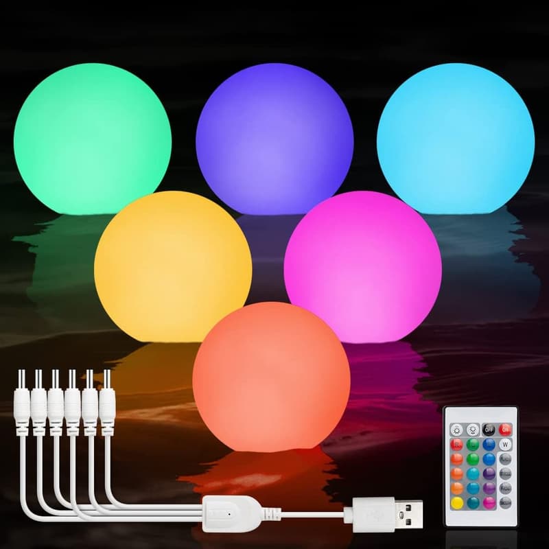 Rechargeable Floating Pool Lights: 6-Color Changing Orbs
