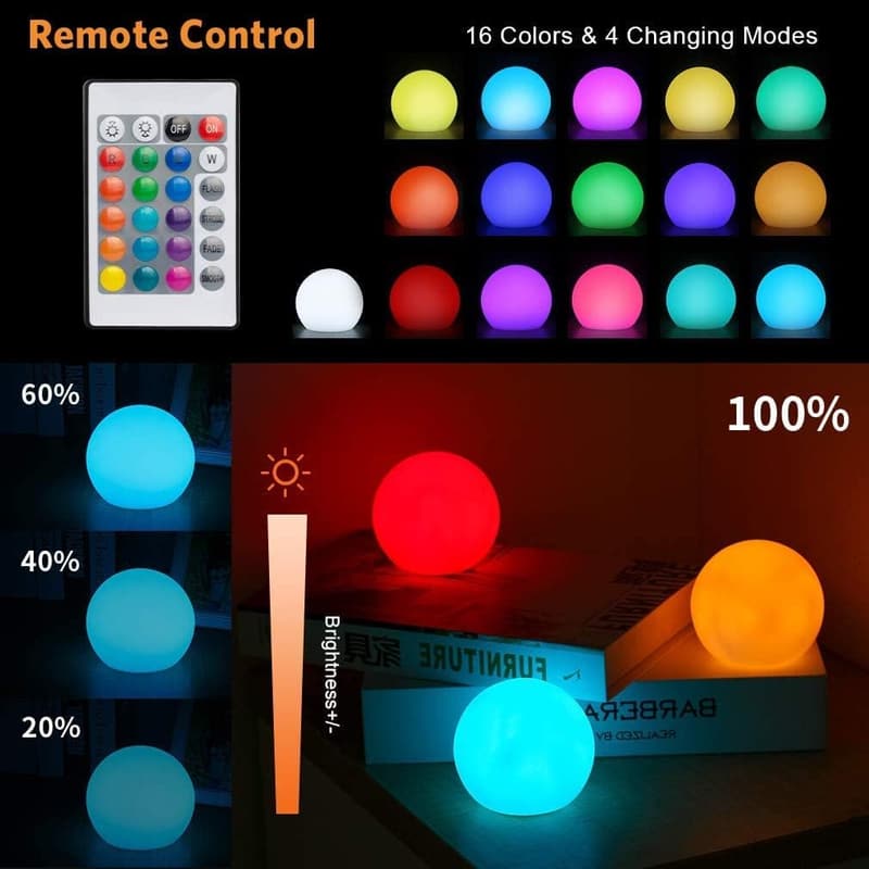 Rechargeable Floating Pool Lights: 6-Color Changing Orbs