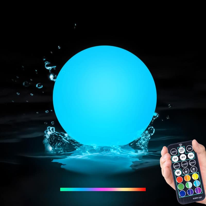 Floating Pool Lights - 6-Inch Rechargeable RGB Ball with Remote