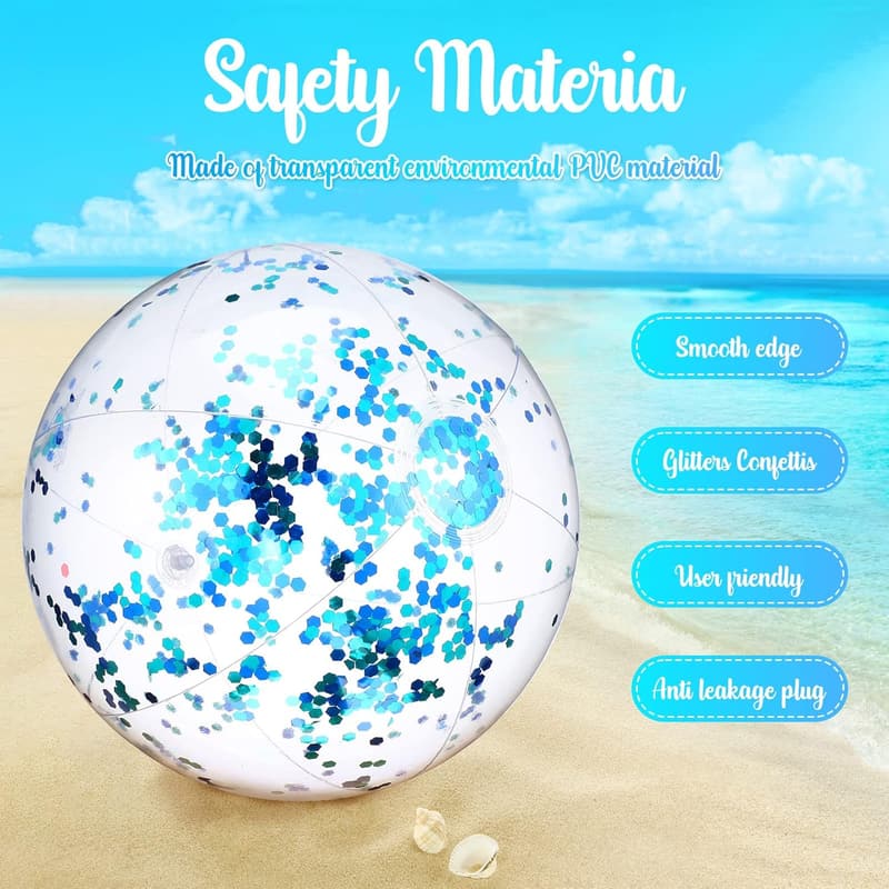 Inflatable Sequin Beach Balls - 10 Pcs, 24