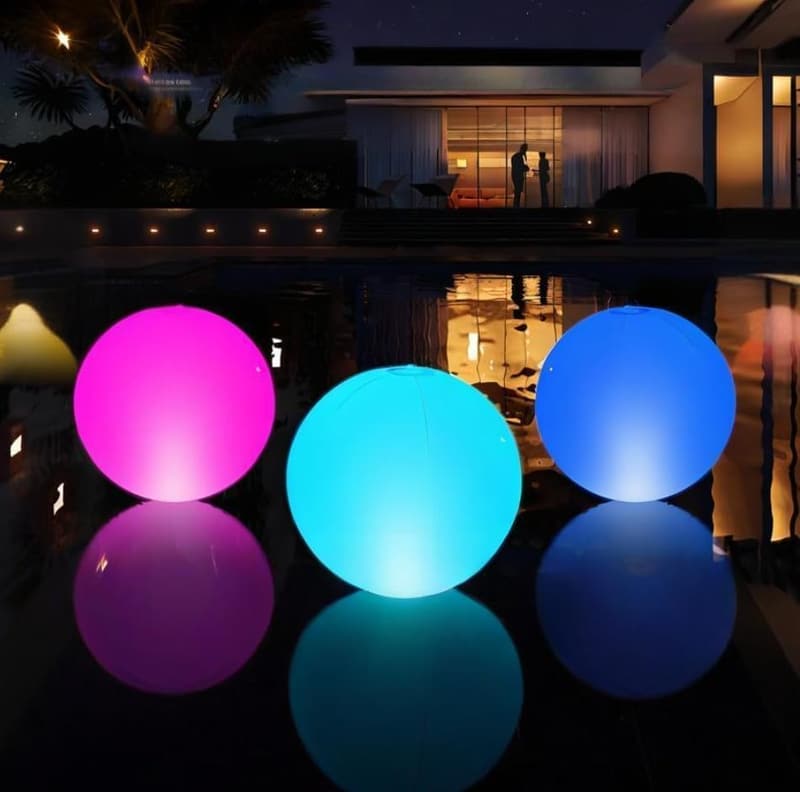 Solar-Powered Inflatable LED Pool Light Balls - 2 Pack