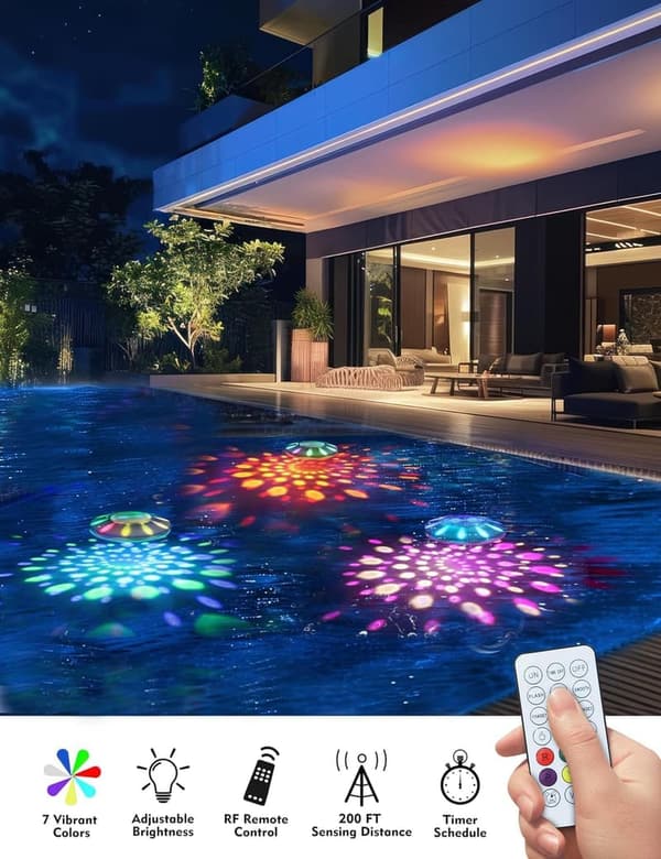 Diwali Festival Floating Pool Lights - RGB Color Changing Set (4 Pack)