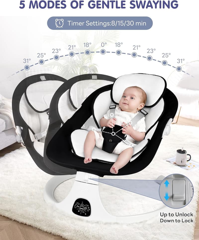 Infant to Toddler Electric Baby Swing with Bluetooth Music