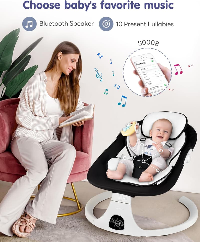 Infant to Toddler Electric Baby Swing with Bluetooth Music