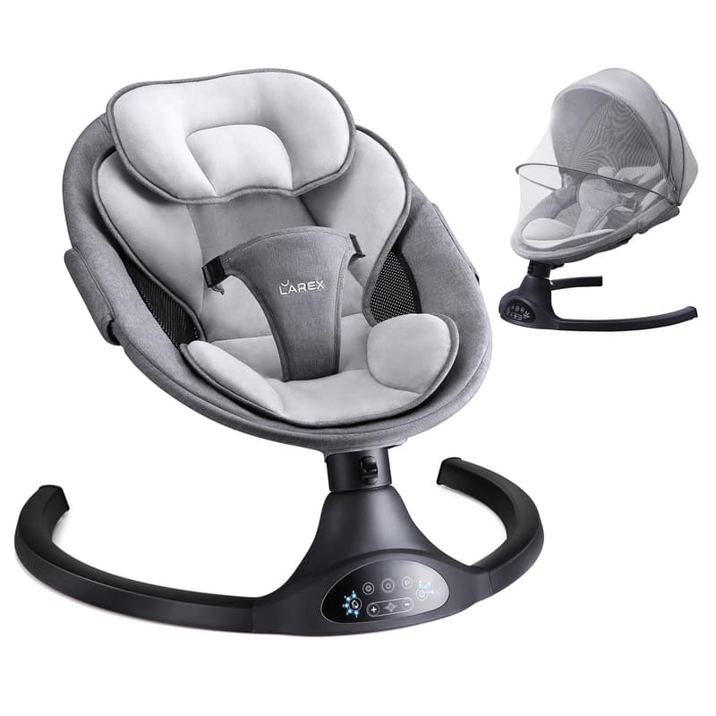 Portable Electric Baby Swing with Remote, 5 Sway Speeds, Black