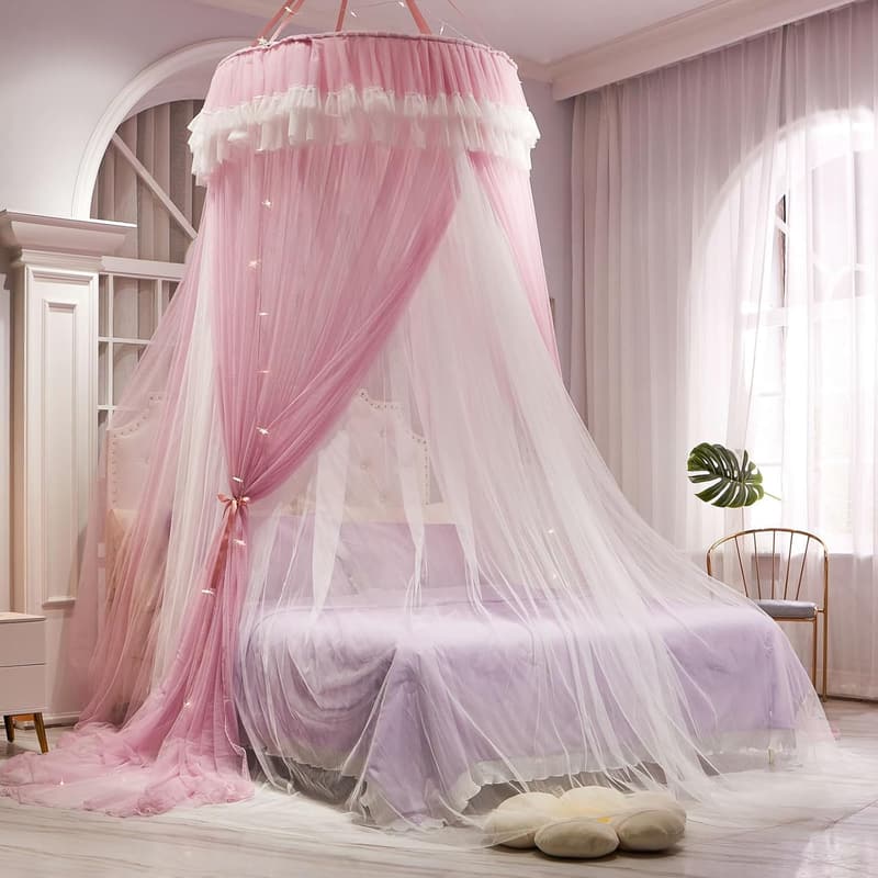Elegant Double-Layer Princess Canopy Bed Net for Kids and Adults