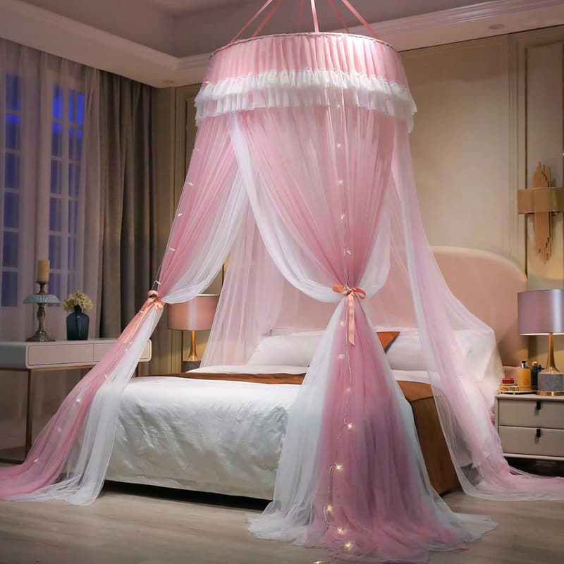 Elegant Double-Layer Princess Canopy Bed Net for Kids and Adults