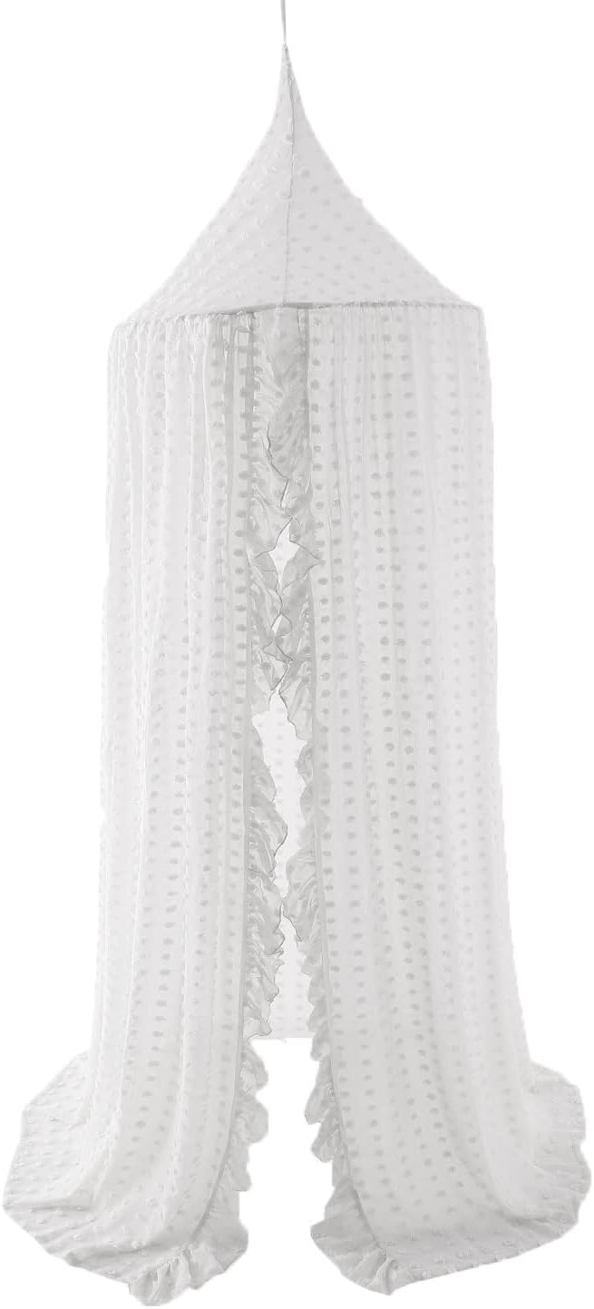 Kids Lace Canopy Bed Tent – White Mosquito Net for Nursery