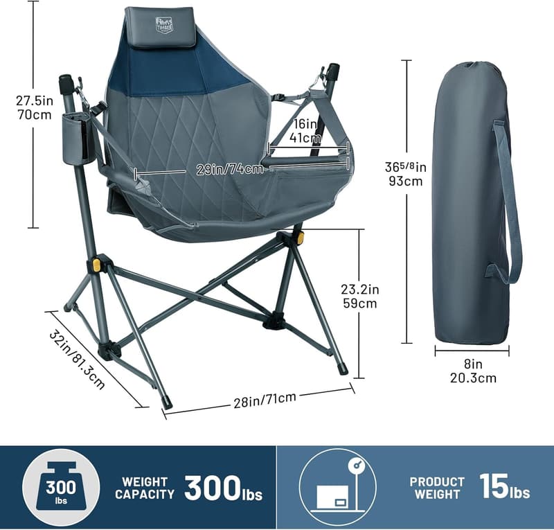Portable Heavy-Duty Camping Hammock Chair - 300lbs, Blue 2 Pack