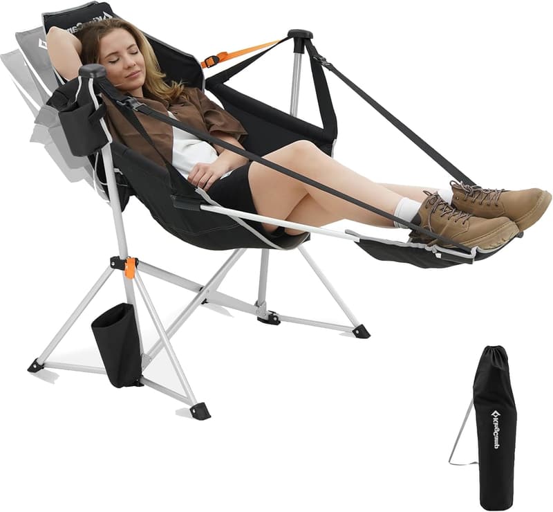 Portable Heavy-Duty Hammock Chair with Footrest and Cup Holder