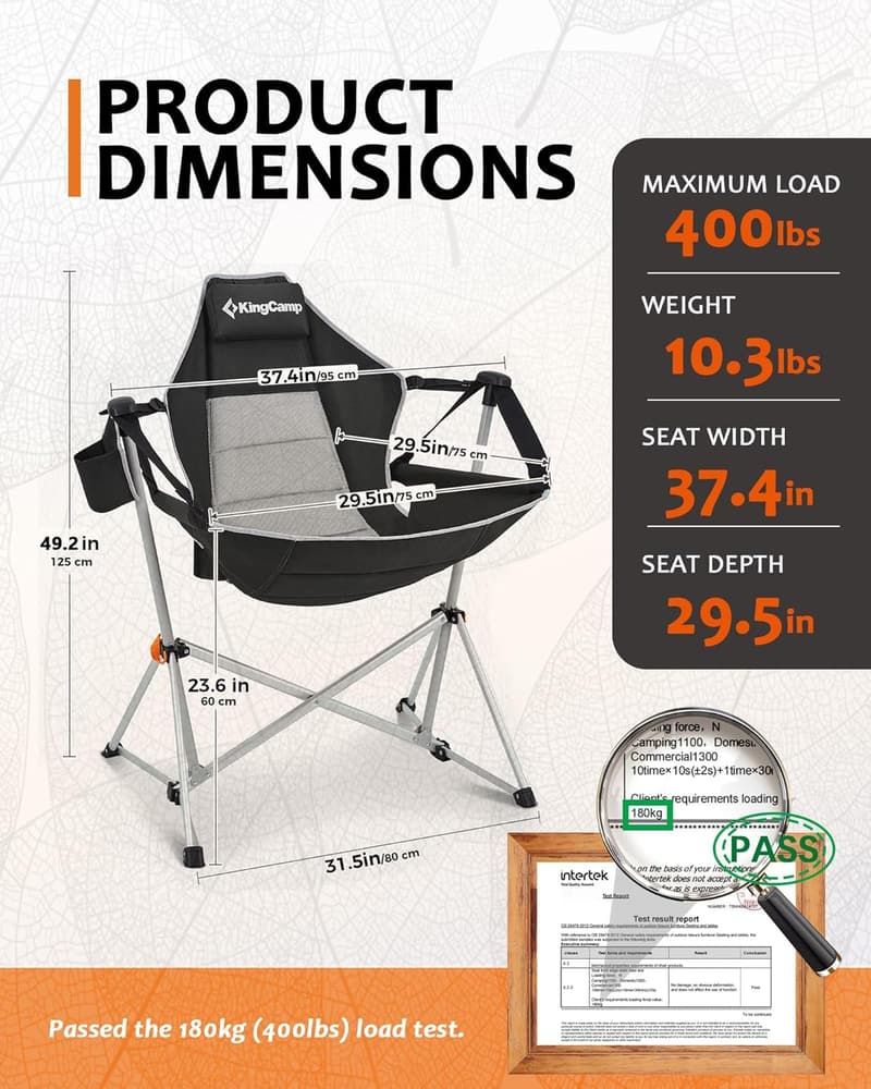 Portable Heavy-Duty Hammock Chair with Footrest and Cup Holder