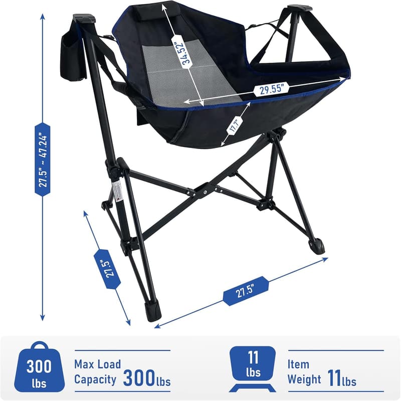 Portable Folding Hammock Chair - Adjustable, Supports 300LBS
