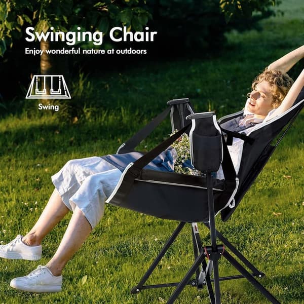Portable Adjustable Hammock Chair with Cup Holder for Outdoors