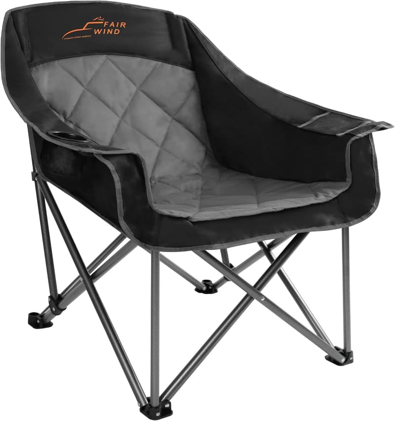 Heavy-Duty Portable Quad-Fold Camping Chair, Supports 450LBS