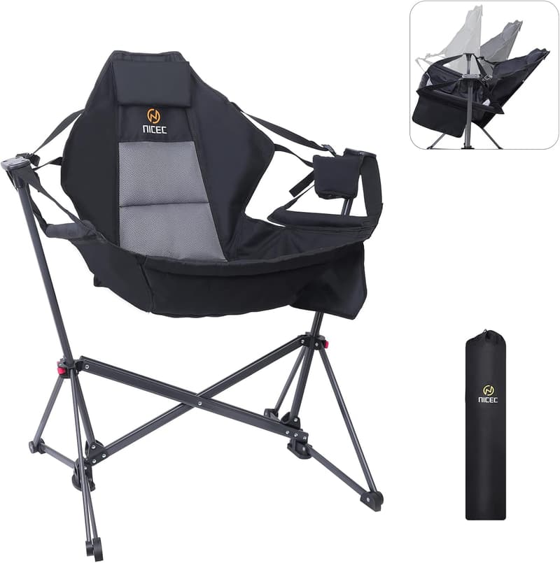 Camping Chair Rocker with Stand and Cup Holder, Heavy Duty