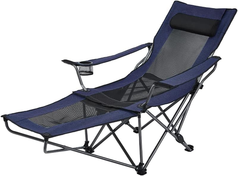 Portable Folding Mesh Camping Chair with Removable Footrest
