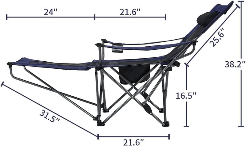 Portable Folding Mesh Camping Chair with Removable Footrest