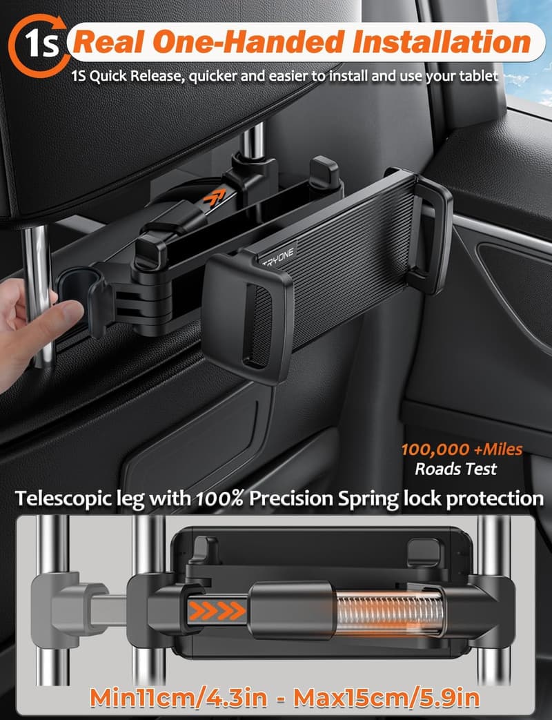 Backseat Tablet Holder Mount for Kids - Compatible with 4.7-12.9