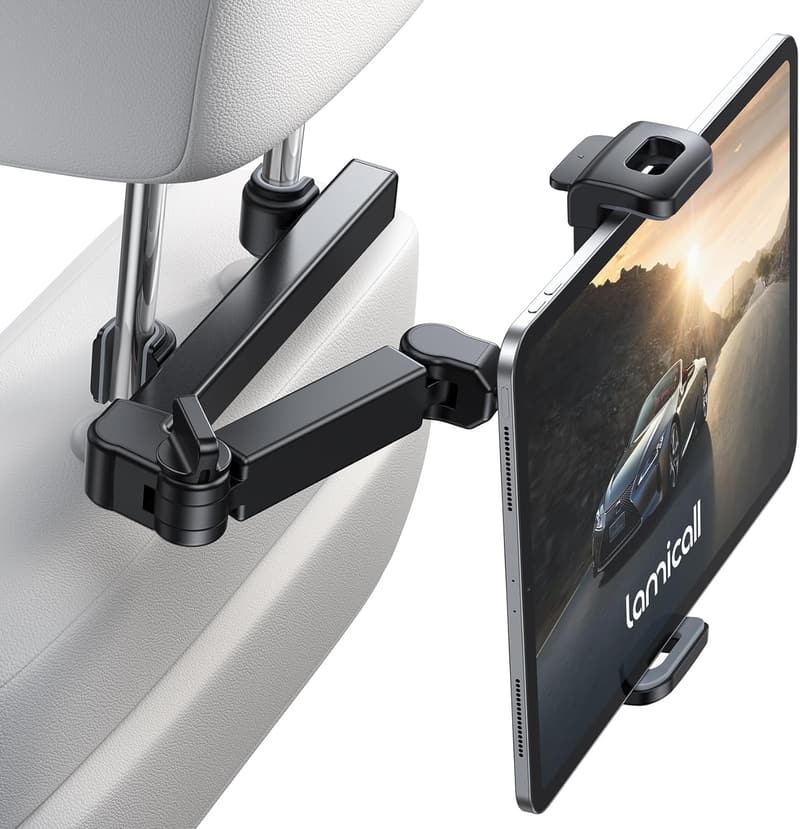 Adjustable 3-in-1 Car Headrest Tablet Holder for Kids