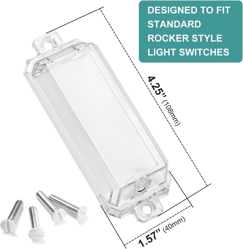 Childproof Light Switch Guard - Clear Rocker Style (4 Pack)