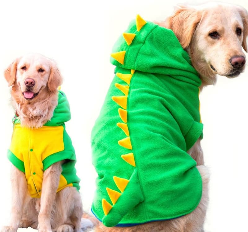 Funny Dinosaur Dog Costume - Warm Hoodie for Large Dogs