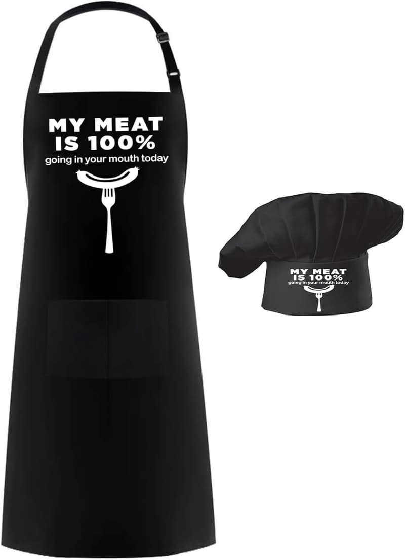 Adjustable Chef Apron and Hat Set for BBQ - Perfect Gift for Parents
