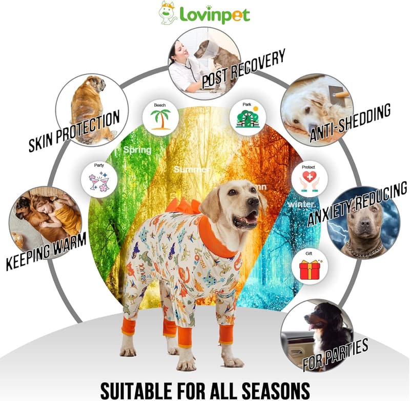 Large Breed Dog Recovery PJs - Lightweight Jurassic Knit