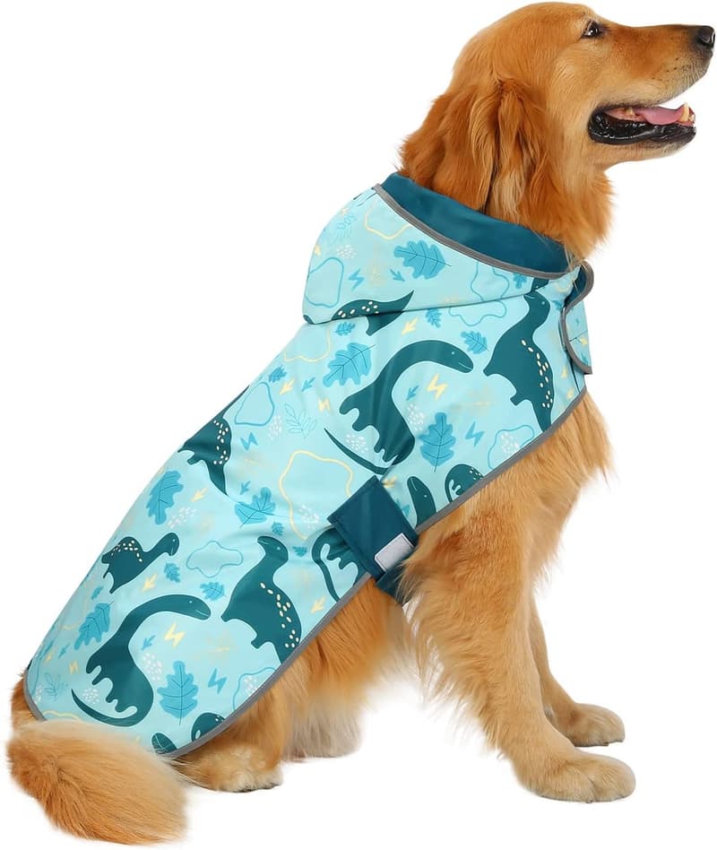 Reversible Hooded Dog Raincoat for Small to Large Dogs - Dinosaurs