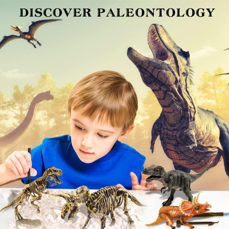 Educational Dinosaur Fossil Dig Kit for Kids with 3D Skeletons