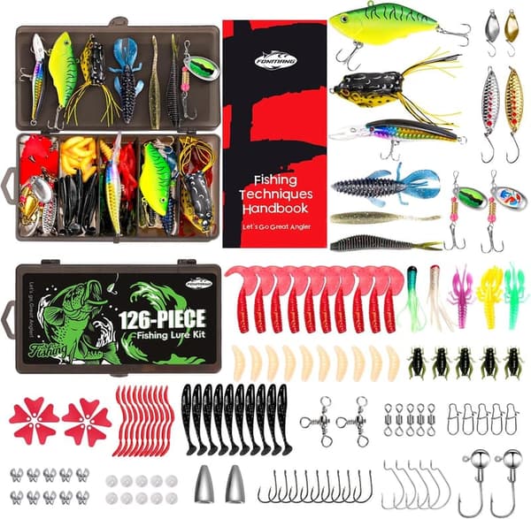 2025 Fishing Kit with Lures, Hooks & Accessories for Freshwater Bass
