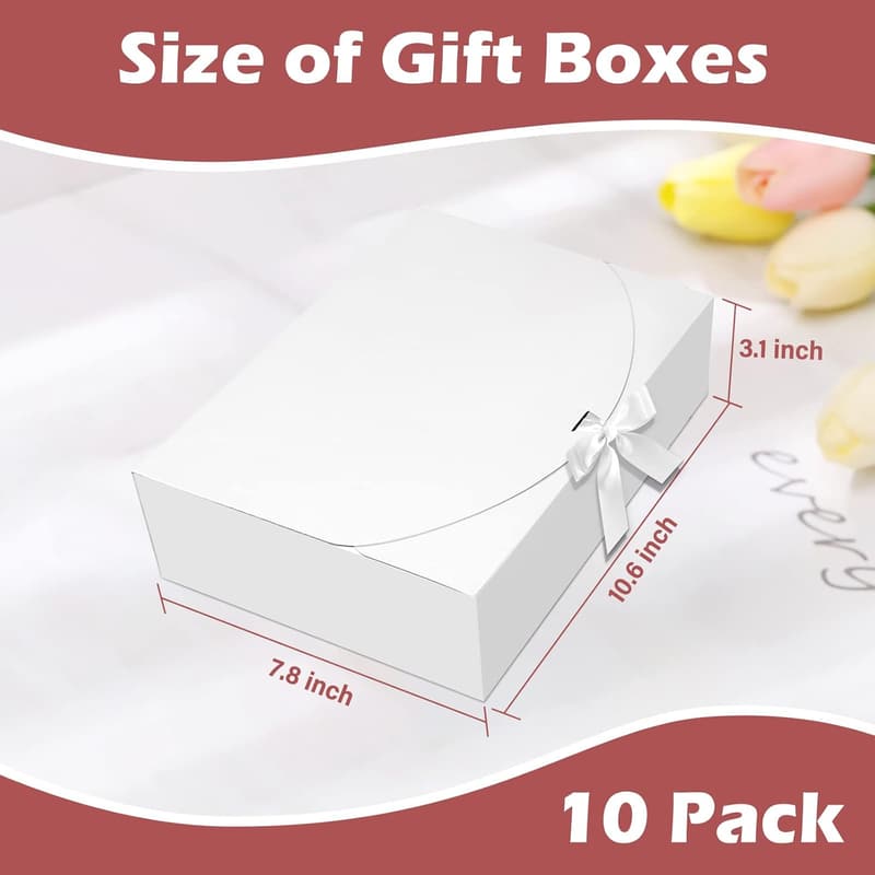 Bridesmaid Proposal Gift Boxes - 10 Pack Kraft Paper with Ribbon