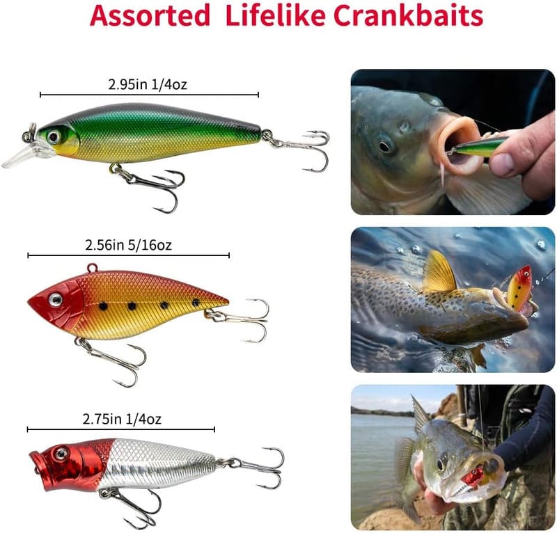 Freshwater Fishing Lures Kit with Spoon & Soft Plastic Worms