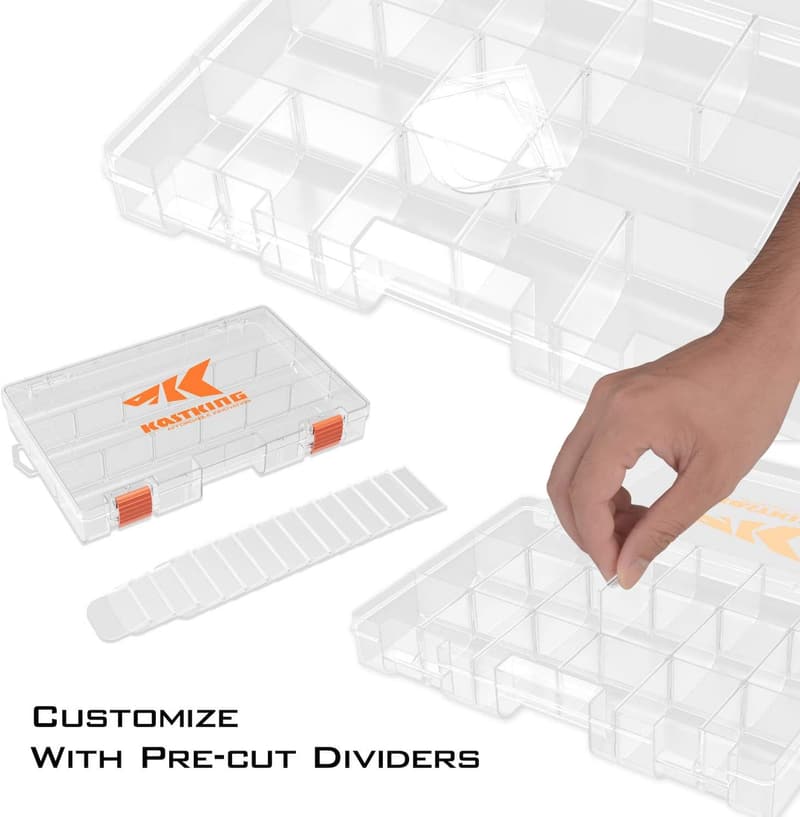 Fishing Tackle Storage Organizer with Removable Dividers - 2 Pack
