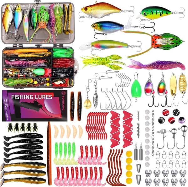 Fishing Gear Set: 153-Pcs Tackle Box Kit with Lures & Hooks
