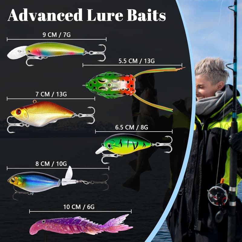 Fishing Gear Set: 153-Pcs Tackle Box Kit with Lures & Hooks