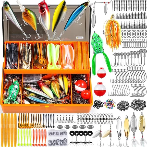 Fishing Lure Kit for Men, 404-Piece Tackle Box with Accessories