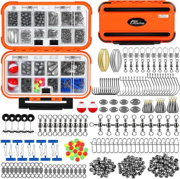 Fishing Tackle Box Kit with 253 Accessories for Bass & Trout