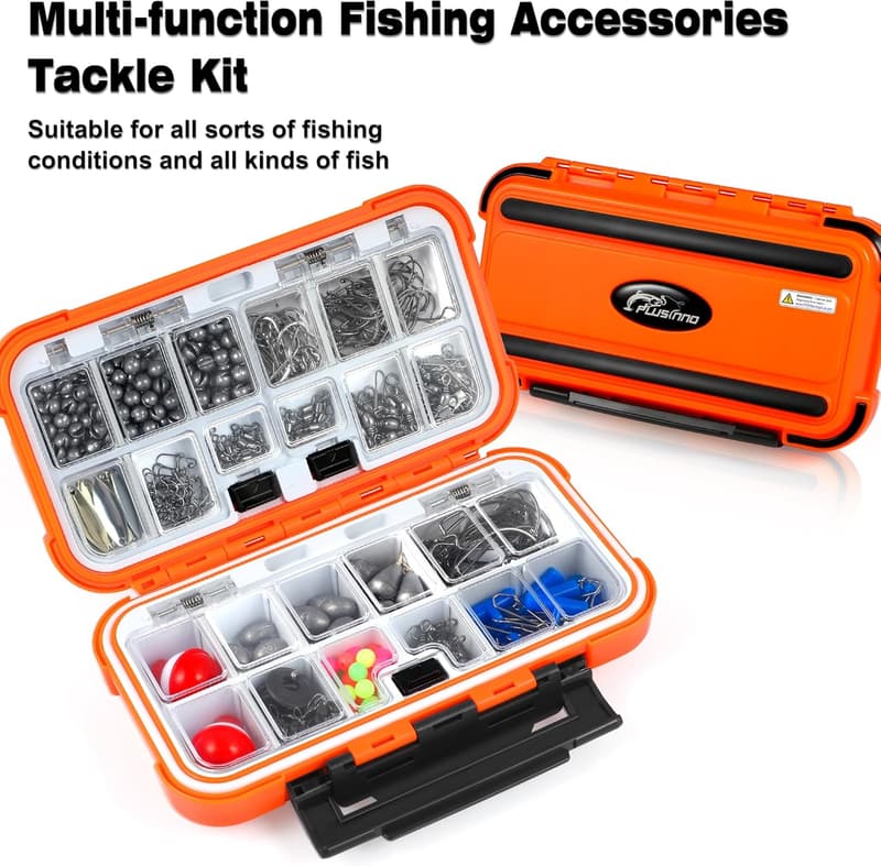 Fishing Tackle Box Kit with 253 Accessories for Bass & Trout