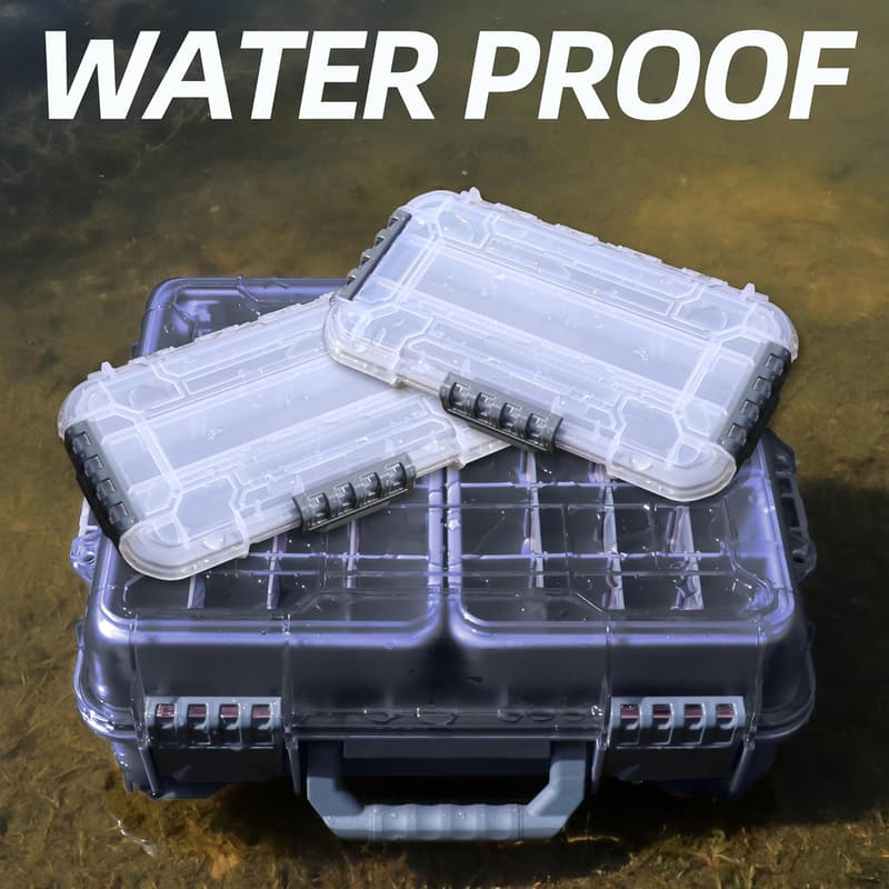 Universal Fishing Tackle Box with Removable Trays - Waterproof Storage