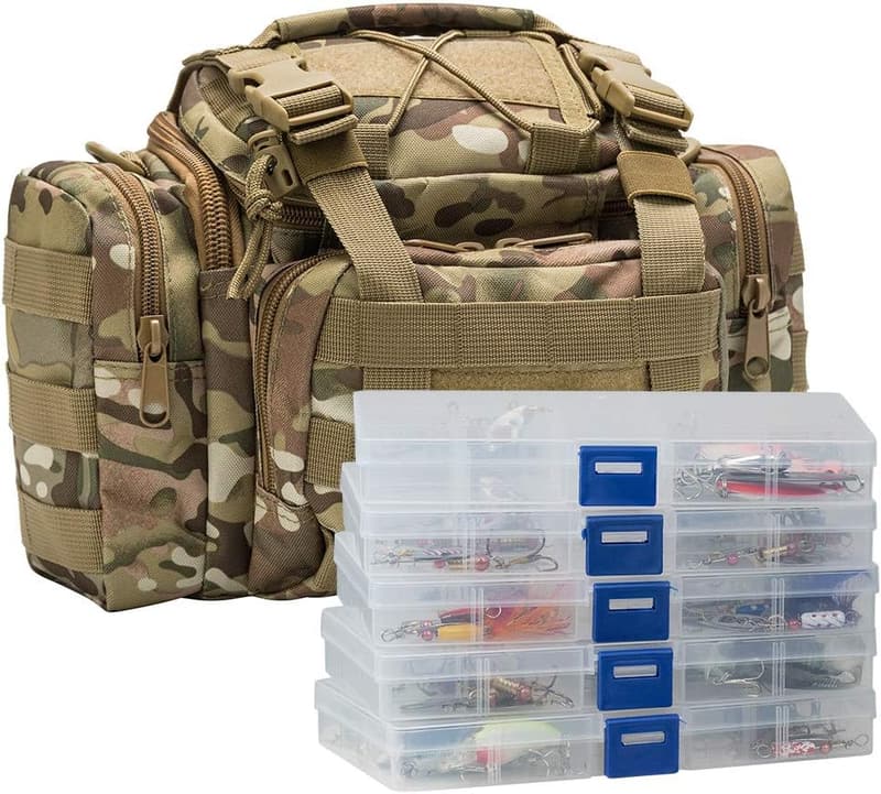 Fishing Tackle Bag with 60 Lures - Freshwater Gear Set