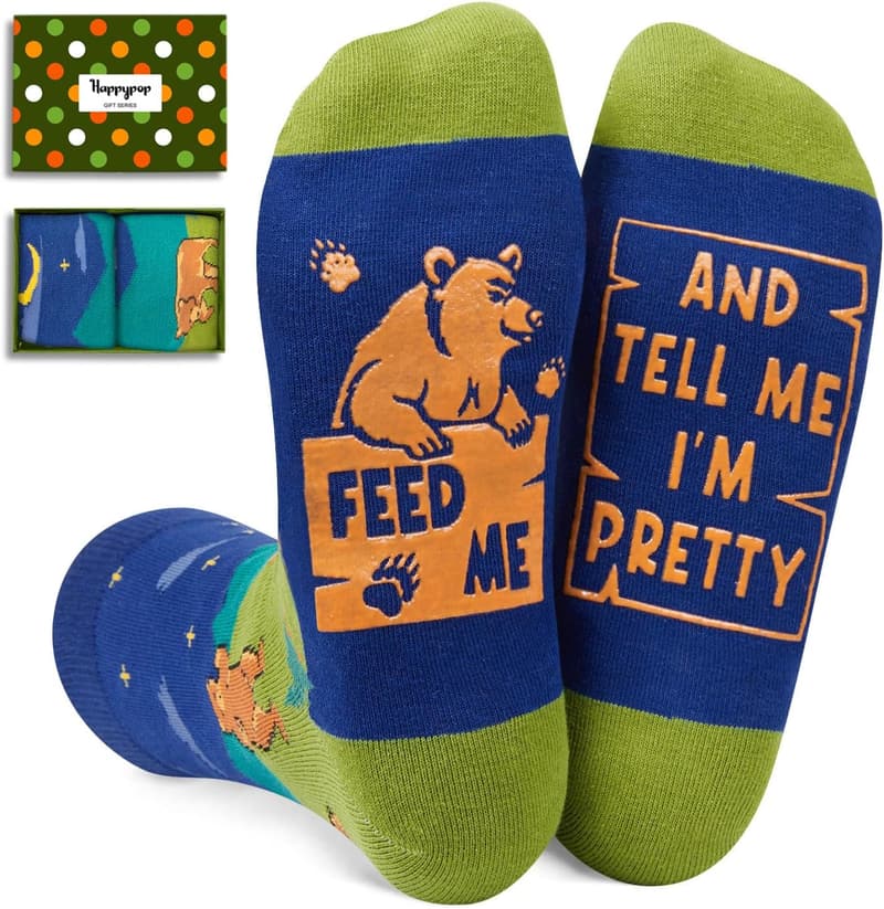 Funny Socks for Teens - Raccoon, Dinosaur, Shark, Bear Designs