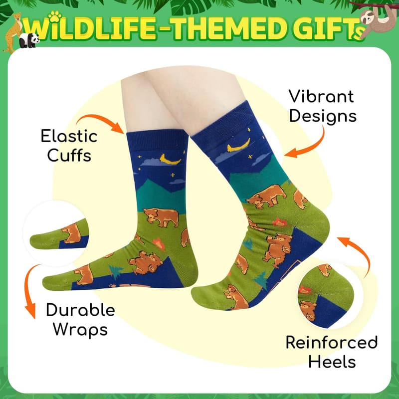 Funny Socks for Teens - Raccoon, Dinosaur, Shark, Bear Designs
