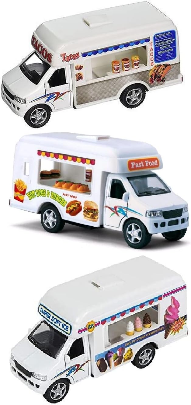 Pull Back Action Tacos Set - 3 Food Truck Ice Cream Toys