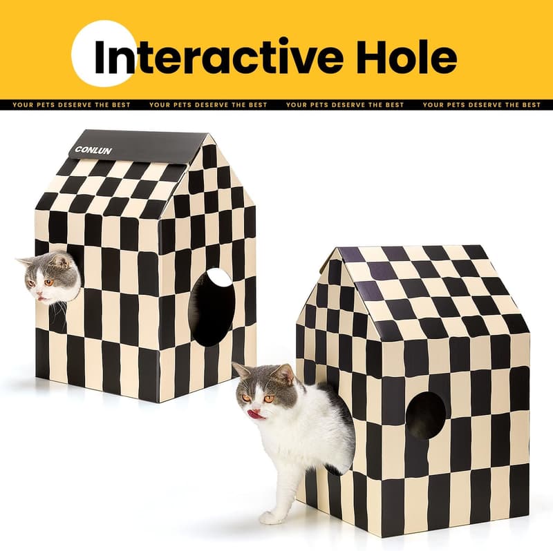 Indoor Cardboard Cat House with Scratch Pad & Catnip
