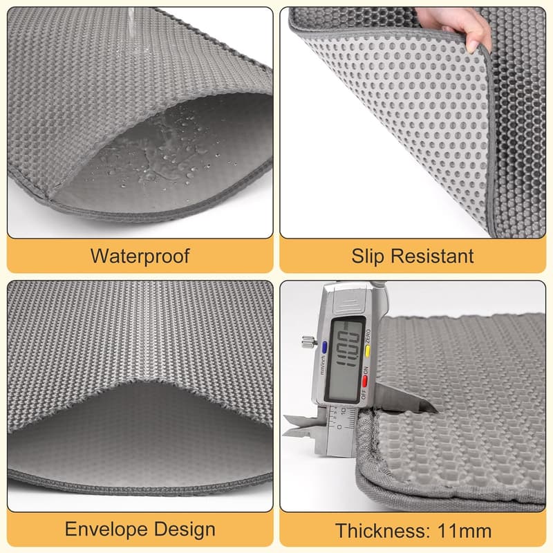 Waterproof Cat Litter Mat - Double Layer Trapping Mat (Gray, 30x24 Inch)