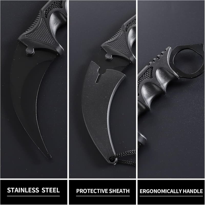 Tactical Karambit Knife Set with Sheath - Camping & Survival Tools