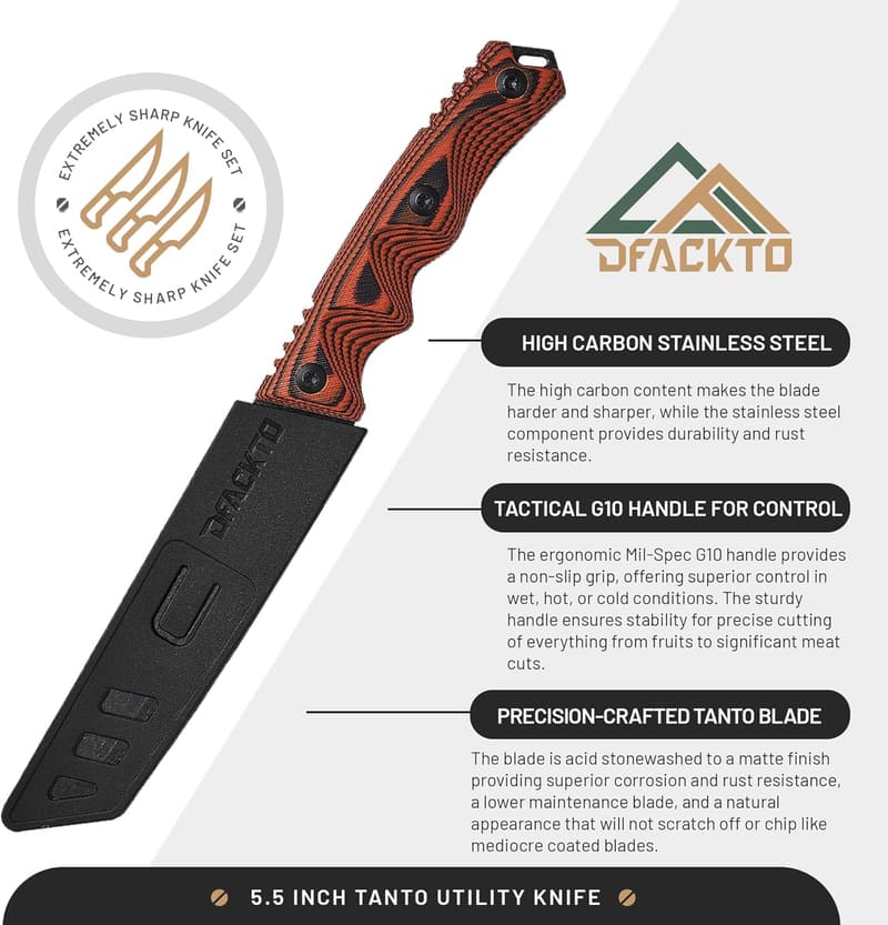 Utility Knife – High Carbon Stainless Steel Blade – Tactical Design