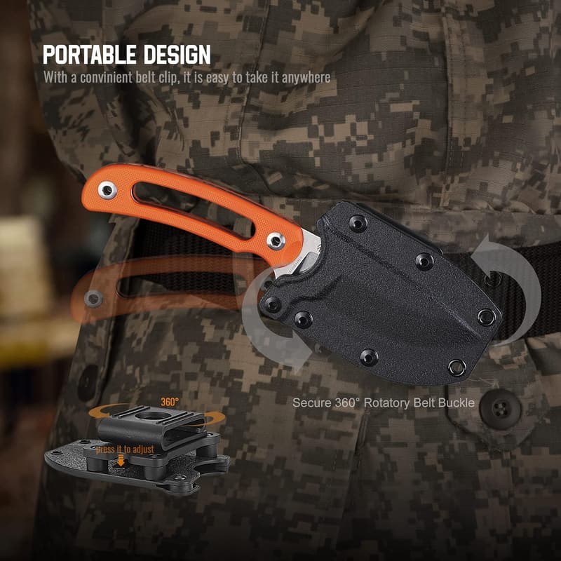 Lightweight Tactical Fixed Blade Knife with Sheath for Men